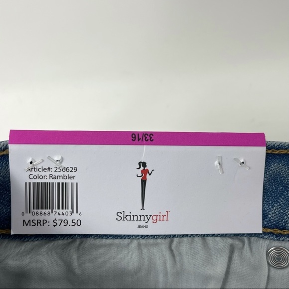 NWT! SkinnyGirl High Rise Button Front Cropped Wide Leg Denim Stretch Jeans - Picture 8 of 13